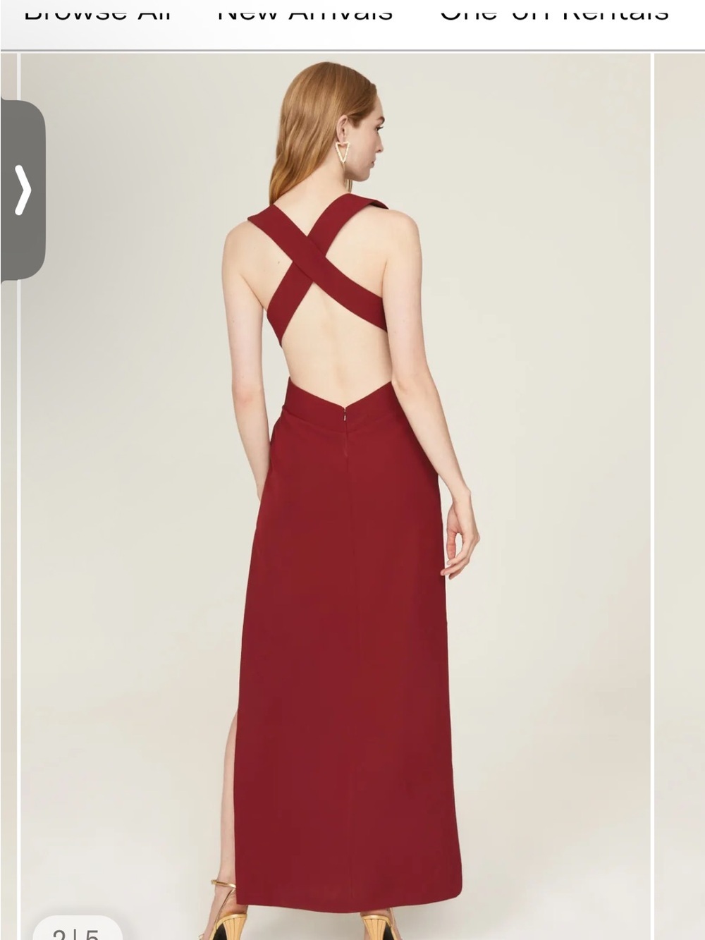 Fame And Partners Wine Red Plunging Maxi Gown View 3